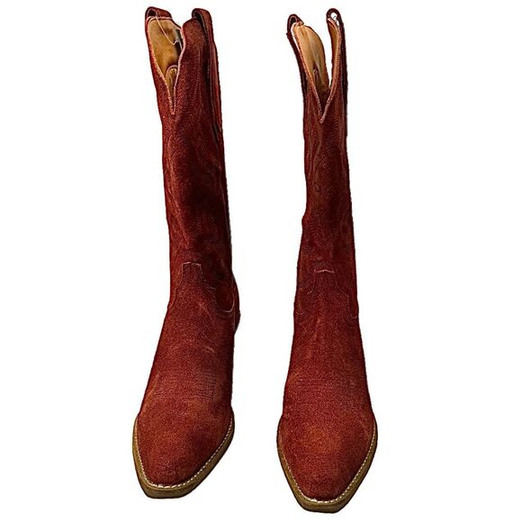 Dingo Ladies Out West Tall Western Boots Cranberry Leather Embroidered 9.5 - Picture 5 of 10